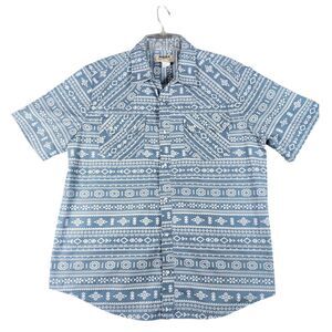 Duke Aztec Print Short Sleeve Button Down Shirt‎ Southwestern Tribal Pattern L